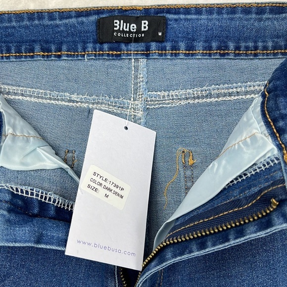 Two Tone Flare BellBottom Patchwork Frayed Hem High Rise Jeans Stretch Denim - Picture 10 of 14